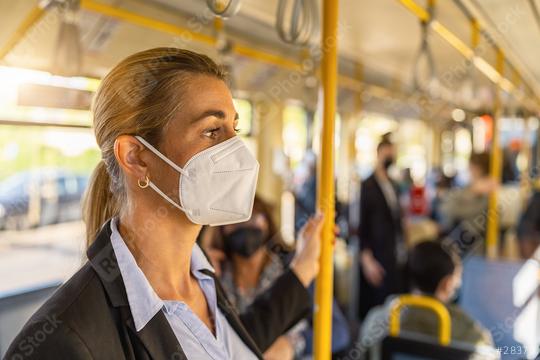 woman with medical FFP3 mask in the subway  : Stock Photo or Stock Video Download rcfotostock photos, images and assets rcfotostock | RC Photo Stock.: