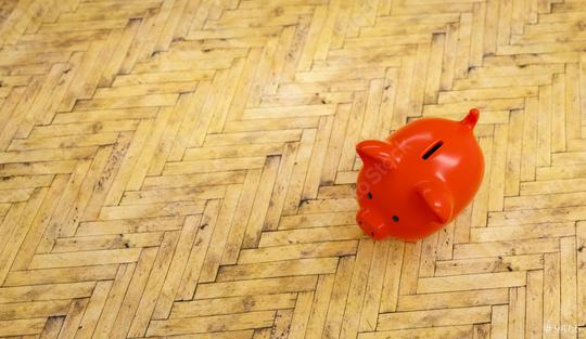wooden floor with a red piggy bank  - copyspace for your individual text.  : Stock Photo or Stock Video Download rcfotostock photos, images and assets rcfotostock | RC Photo Stock.: