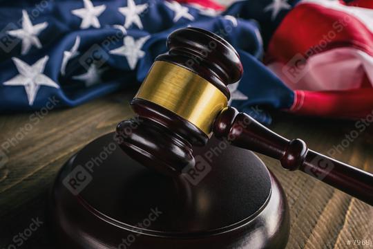 Wooden Gavel with American Flag on a wooden table  : Stock Photo or Stock Video Download rcfotostock photos, images and assets rcfotostock | RC Photo Stock.: