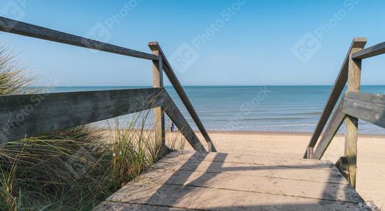 Wooden path to the Baltic sea over sand dunes with ocean view, sunset summer day  : Stock Photo or Stock Video Download rcfotostock photos, images and assets rcfotostock | RC Photo Stock.: