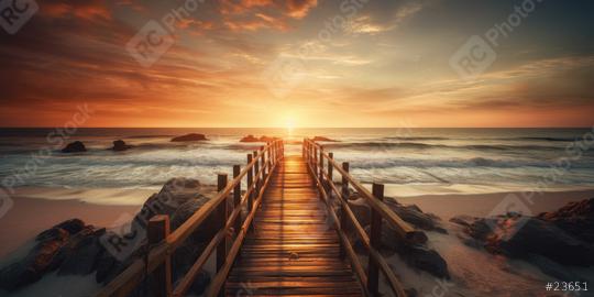 Wooden road to the sea, generative AI  : Stock Photo or Stock Video Download rcfotostock photos, images and assets rcfotostock | RC Photo Stock.: