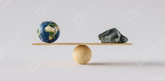 wooden scale balancing big Earth ball and rock. Concept of harmony and balance  : Stock Photo or Stock Video Download rcfotostock photos, images and assets rcfotostock | RC Photo Stock.:
