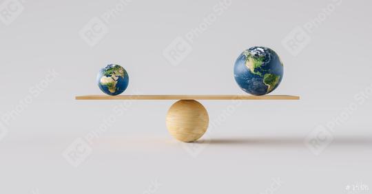 wooden scale balancing big Earth ball and small Earth ball. Concept of harmony and balance  : Stock Photo or Stock Video Download rcfotostock photos, images and assets rcfotostock | RC Photo Stock.: