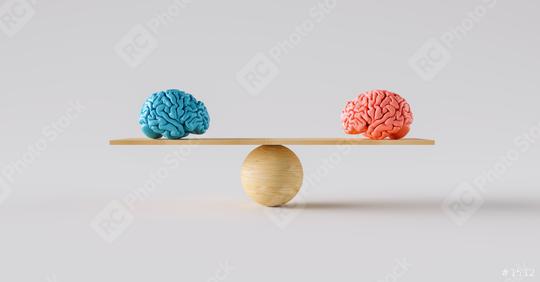 wooden scale balancing one woman brain and one man brain.  : Stock Photo or Stock Video Download rcfotostock photos, images and assets rcfotostock | RC Photo Stock.: