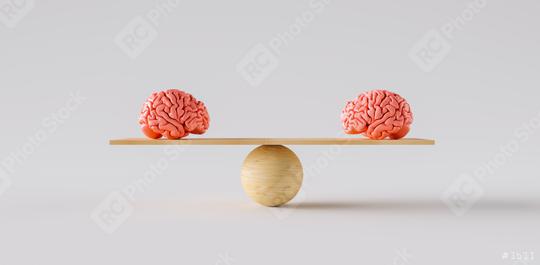 wooden scale balancing two human brains  : Stock Photo or Stock Video Download rcfotostock photos, images and assets rcfotostock | RC Photo Stock.: