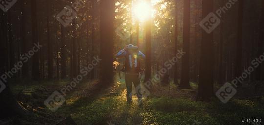 Young man in silent forrest with sunlight  : Stock Photo or Stock Video Download rcfotostock photos, images and assets rcfotostock | RC-Photo-Stock.: