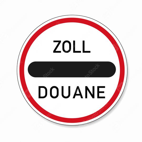 Zoll Douane road sign. EU or German sign at a toll station. Zoll and Douane both mean toll in english on white background. Vector illustration. Eps 10 vector file.  : Stock Photo or Stock Video Download rcfotostock photos, images and assets rcfotostock | RC Photo Stock.: